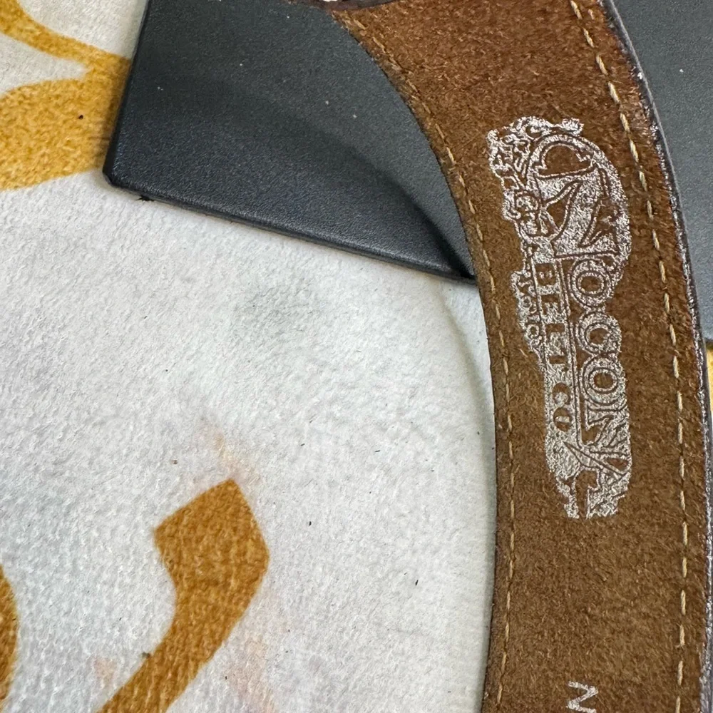 Brown Nocona Leather Belt with Gold and Silver Bullrider Buckle